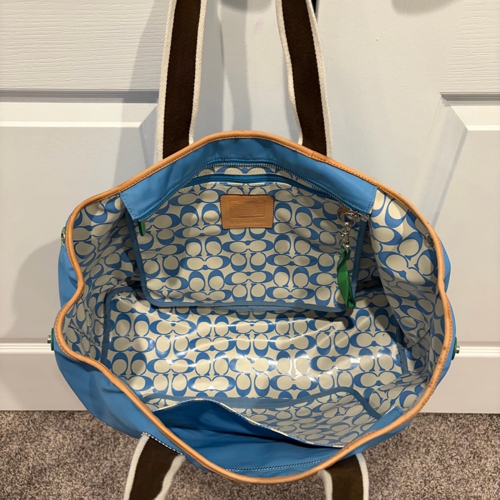 Coach Blue & Green Tote Bag - Picture 2 of 8